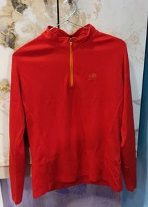 Red Long Sleeve Zip-Up Top