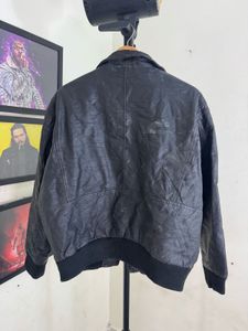 Men's Black Leather Bomber Jacket