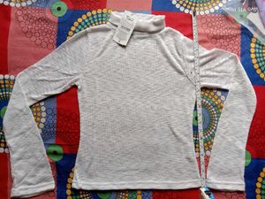 Women's Grey Turtleneck Long Sleeve Top
