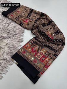 Beautiful Ajrakh Saree with Mirror Work