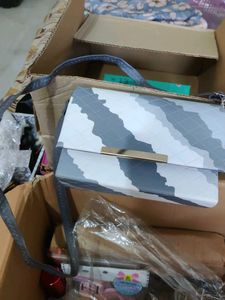 Stylish Gray & White Shoulder Bag