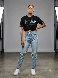 Korean style black crop top,knot on waist .