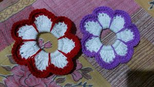 Handmade Crochet Flower Scrunchie - Set of 1