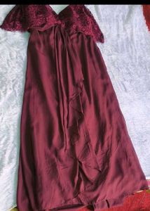 Elegant Burgundy Lace Gown