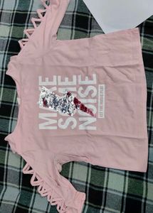 Cute Pink "Make Some Noise" Sequin Top