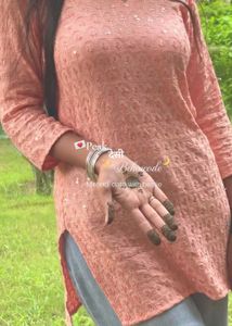 Peach Embroidered Kurta