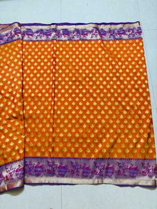 Exquisite Orange Brocade Saree