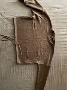 Brown Knit Sweater with Pocket