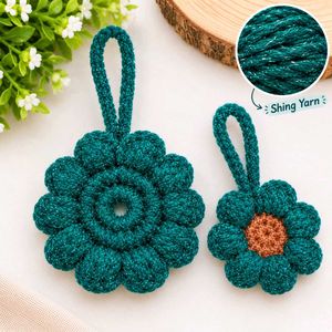 Handmade Crochet Flower bag charm and keychain