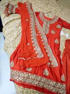 Elegant Rust Color Embroidered work Kurta Set