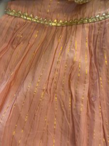 Peach Ethnic Gown with Gold Print