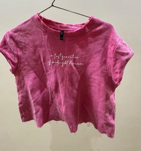 BOXY Pink Graphic Crop T-Shirt