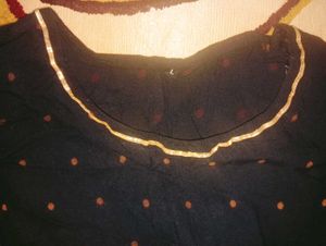 Polka Printed Black Kurta