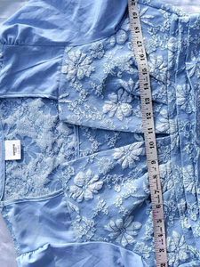 brand new(savana)patchwork blue Puff Sleeve Top