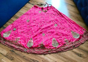 Vibrant Pink Embroidered Lehenga Skirt
