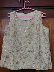 Size M Ateesa Sparkly Cream Ethnic Blouse