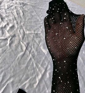Rhinestone Black fishnet Stocking
