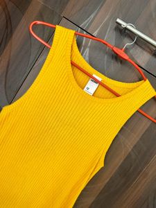 Vibrant Yellow Sleeveless Bodycon Dress