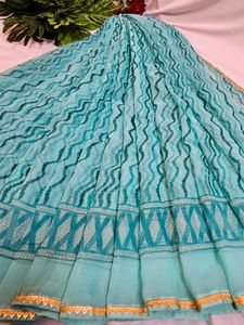 Elegant Blue Printed Saree