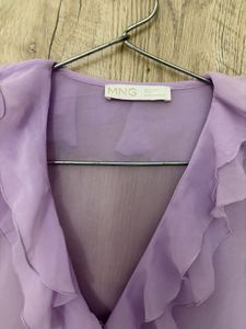 Sheer Lavender Ruffle Blouse