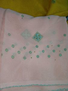 Peach embroidered saree