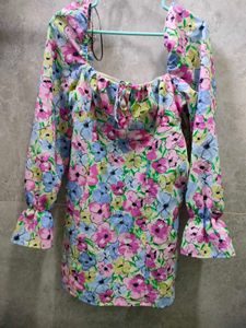 Floral Print Square Neck Dress