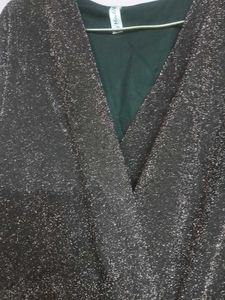 Wine Brown Shimmery Party Wear Bodycon Cinch Dress