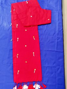 Red Blouse with Embellishments