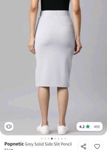 Chic Grey Side Slit Pencil Skirt
