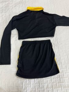 Black &amp; Yellow Cropped Top &amp; Skirt Set