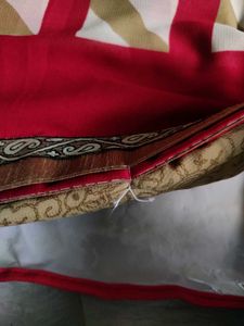 Elegant Red &amp; Beige Striped Saree
