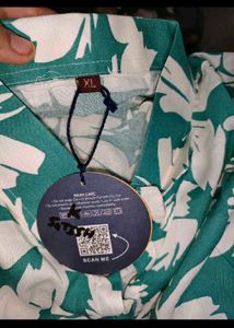 Green Floral Button-Up Shirt Dress