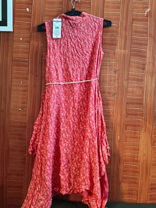 Pink Sleeveless Printed Dress
