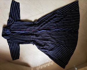 Navy blue Striped  Shirt Dress