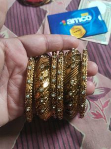 Exquisite Gold-Tone Bangles with Crystals