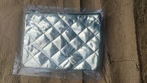 Shiny Silver Quilted Pouch