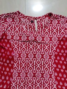 Red Pattern Kurta For Women