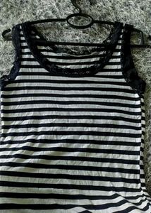 Striped Lace Trim Tank Top
