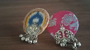 Boho Fabric Earrings with Jhumkas