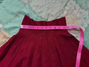 Pleated A-line Skirt - Burgundy
