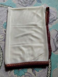 Elegant White Dupatta with Embellished Border