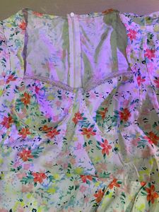 Floral Puff Sleeve Sweetheart Neck Dress