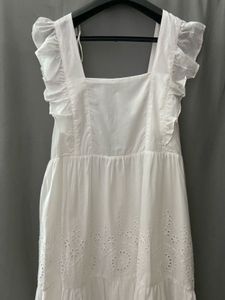 MANGO Brand New Luxury White M Embroidered Dress