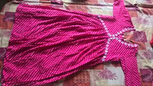 Vibrant Pink Leheriya Kurta