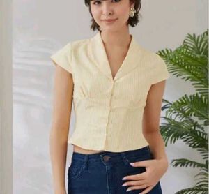 Yellow Striped Button-Up Shirt