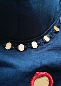 Boho Tribal Embellished Navy Blue Bustier Top