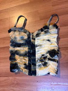 Tie-Dye Ruched Bustier Top