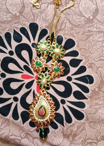 Green & Red Floral Statement Necklace