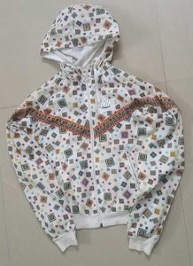 Nike White Geometric Print Hooded Jacket