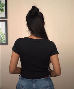 Black V-Neck Crop Top